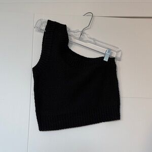 Black Knit Crop Top